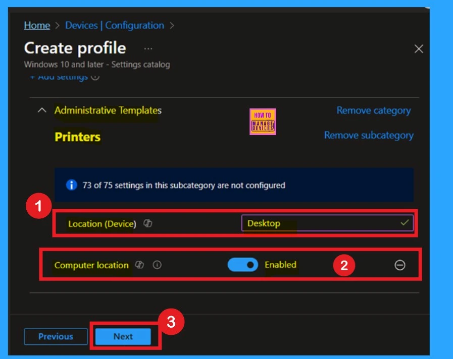 Enable or Disable Physical Computer Location Support for Printers using Intune Policy - Fig.6