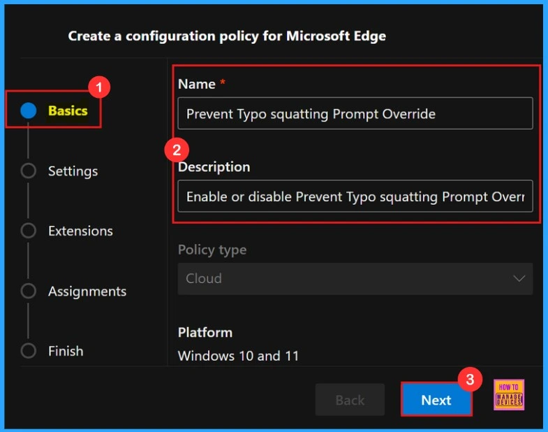 Enable or Disable Prevent Typosquatting Prompt Override Policy in MS Edge Browser using M365 Admin Center - Fig.2