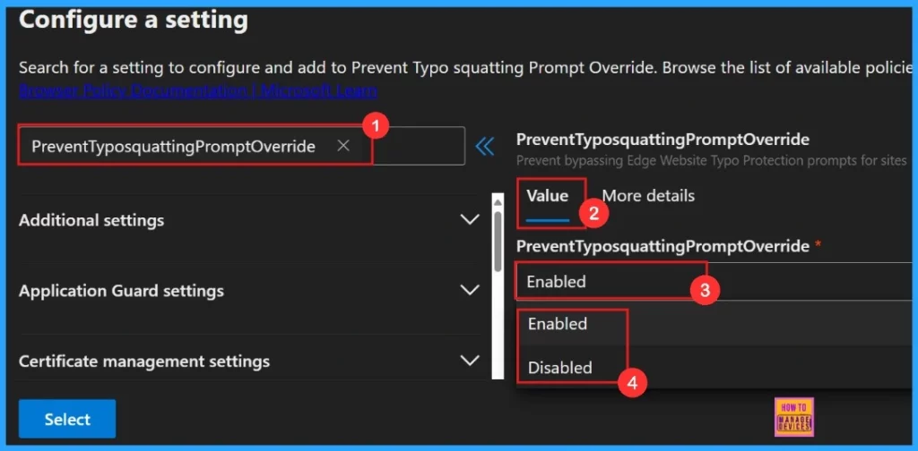 Enable or Disable Prevent Typosquatting Prompt Override Policy in MS Edge Browser using M365 Admin Center - Fig.4