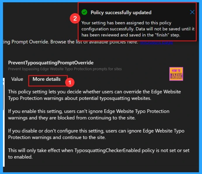 Enable or Disable Prevent Typosquatting Prompt Override Policy in MS Edge Browser using M365 Admin Center - Fig.5