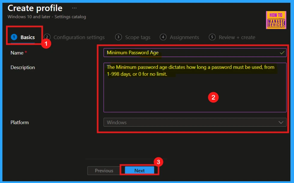 How to Configure Minimum Password Age Security Policy using Intune -Fig.3