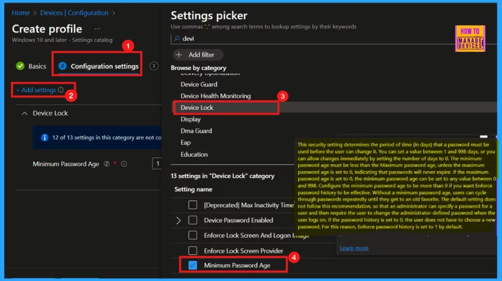 How to Configure Minimum Password Age Security Policy using Intune -Fig.4