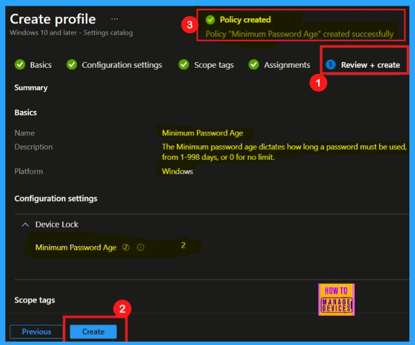 How to Configure Minimum Password Age Security Policy using Intune -Fig.9