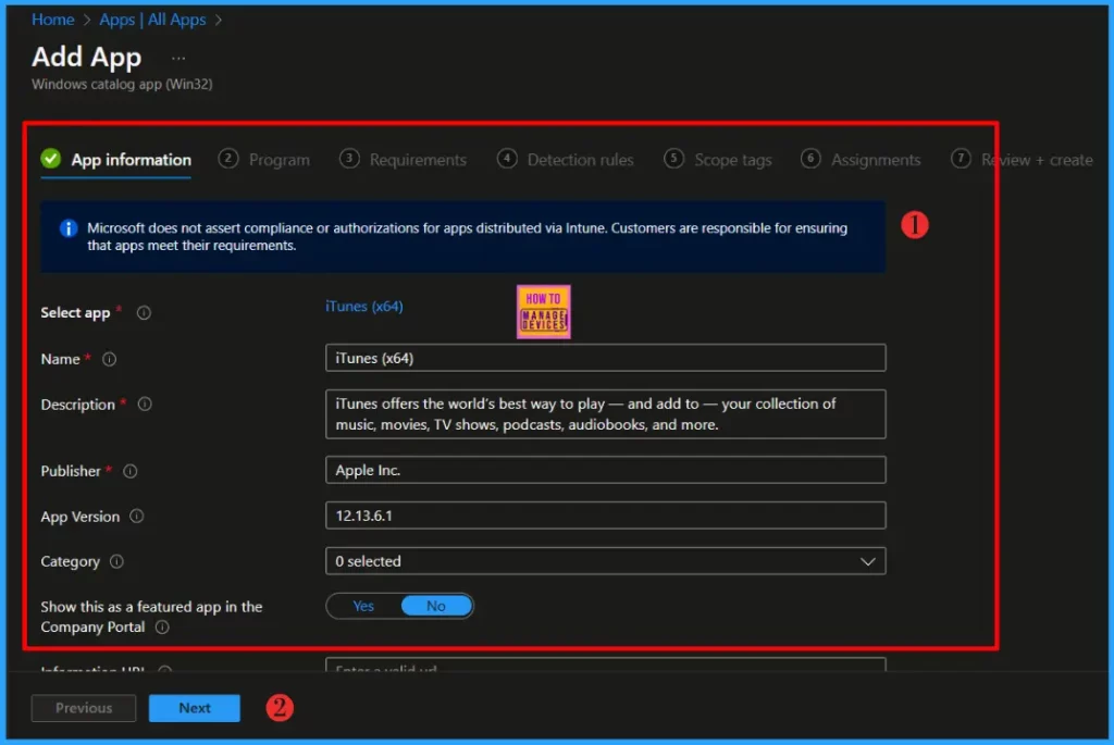 How to Install Apple iTunes on Windows Machines using Intune Application Model 6 How to Install Apple iTunes on Windows Machines using Intune Application Model - Fig.6