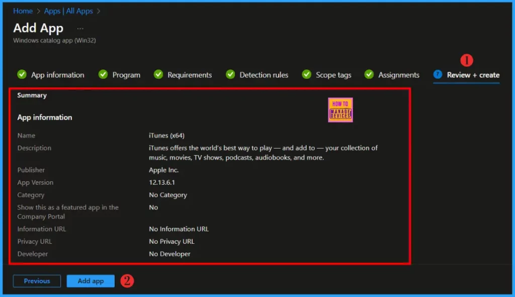 How to Install Apple iTunes on Windows Machines using Intune Application Model 11 How to Install Apple iTunes on Windows Machines using Intune Application Model - Fig.11