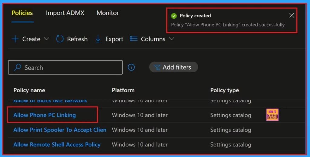 Block or Allow Phone PC Linking using Intune Security Policy - Fig.11