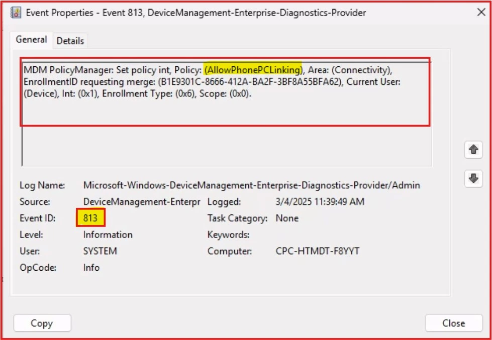 Block or Allow Phone PC Linking using Intune Security Policy - Fig.13