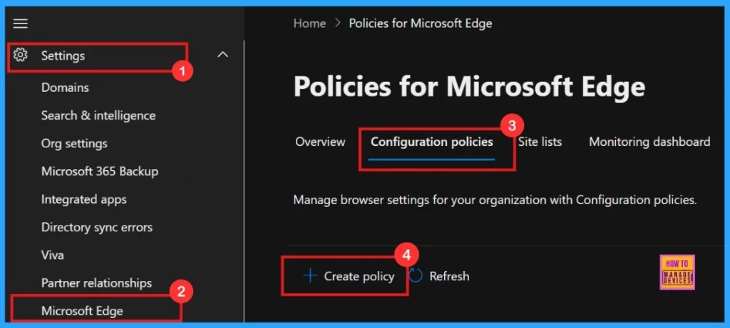 Enable or Disable Clear Browsing Data on Exit Policy in MS Edge Browser using M365 Admin Center - Fig.1