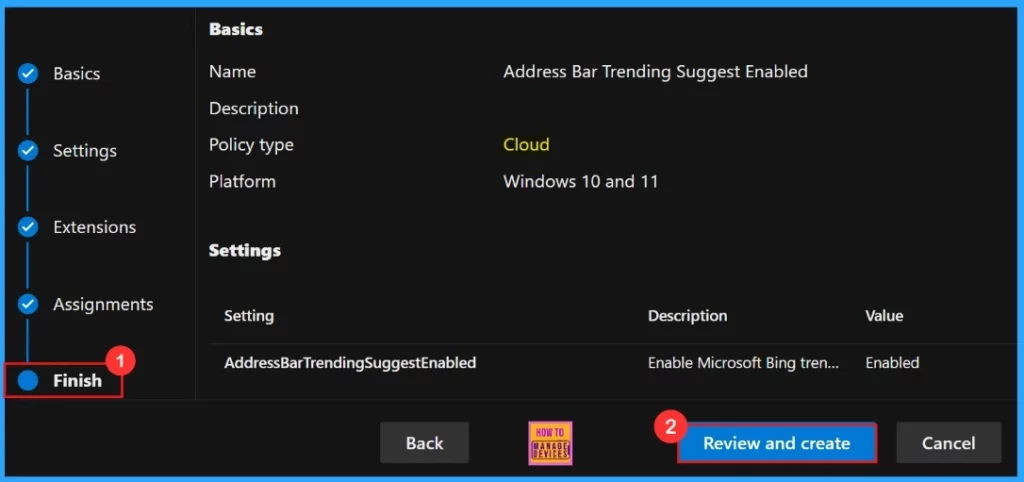 How to Enable or Disable Address Bar Trending Suggest Policy in MS Edge Browser using M365 Admin Center Fig.12