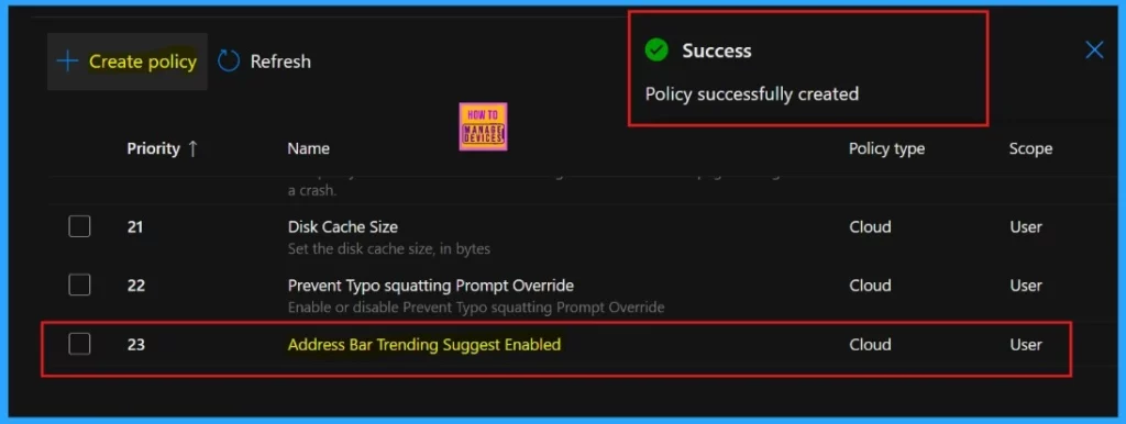 How to Enable or Disable Address Bar Trending Suggest Policy in MS Edge Browser using M365 Admin Center Fig.13