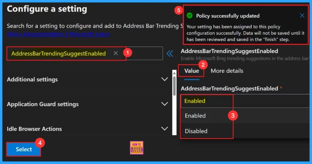 How to Enable or Disable Address Bar Trending Suggest Policy in MS Edge Browser using M365 Admin Center Fig.4