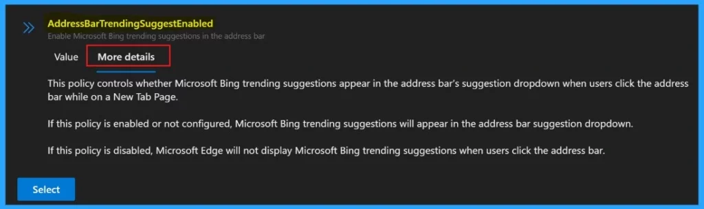 How to Enable or Disable Address Bar Trending Suggest Policy in MS Edge Browser using M365 Admin Center Fig.5