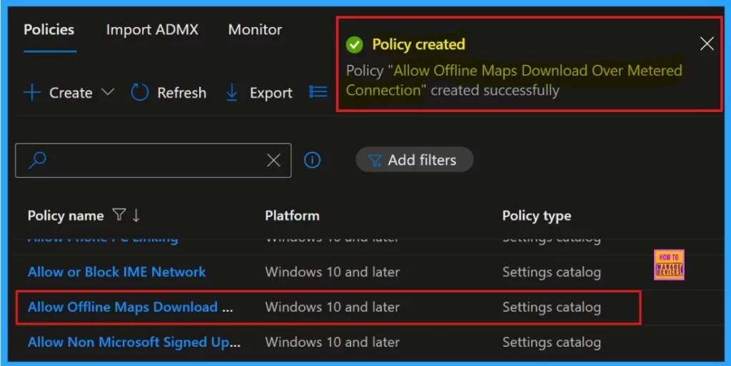How to Configure Offline Maps Download Over Metered Connection Policy using Intune - Fig.11