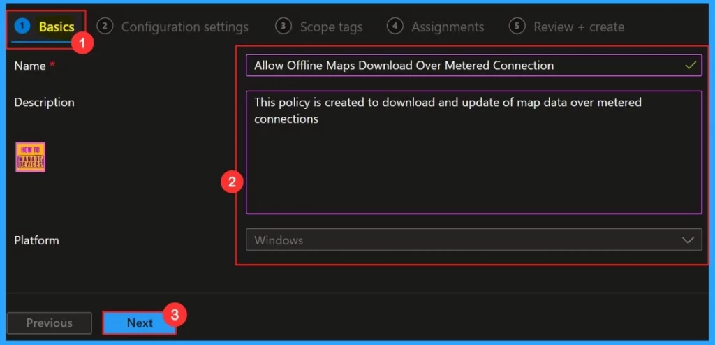 How to Configure Offline Maps Download Over Metered Connection Policy using Intune - Fig.4