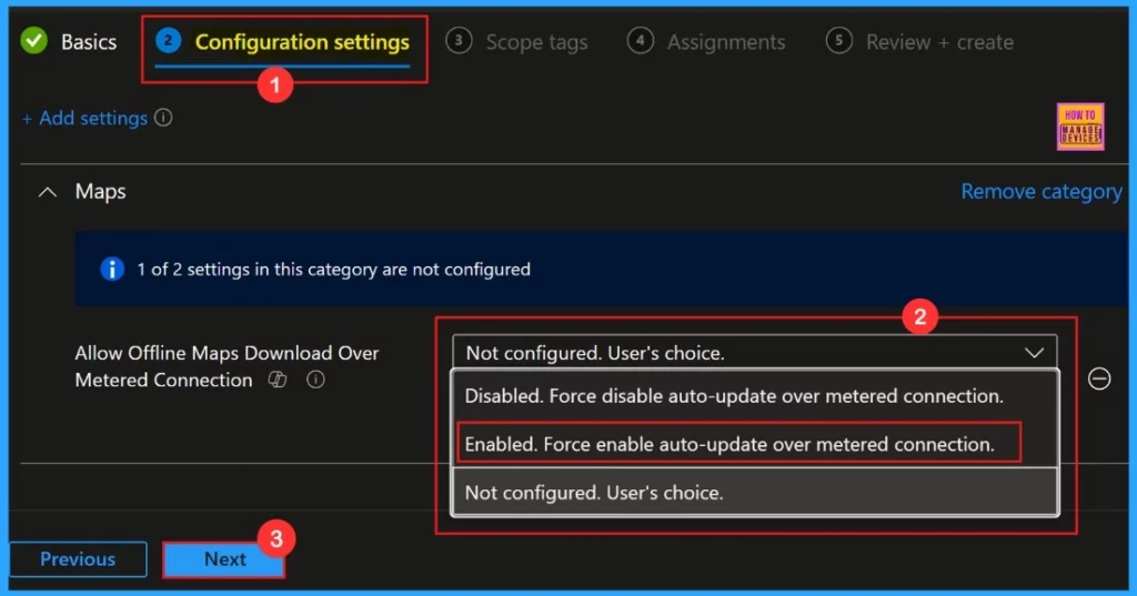 Enable or Disable Allow Offline Maps Download Over Metered Connection using Intune Settings Catalog - Fig.7