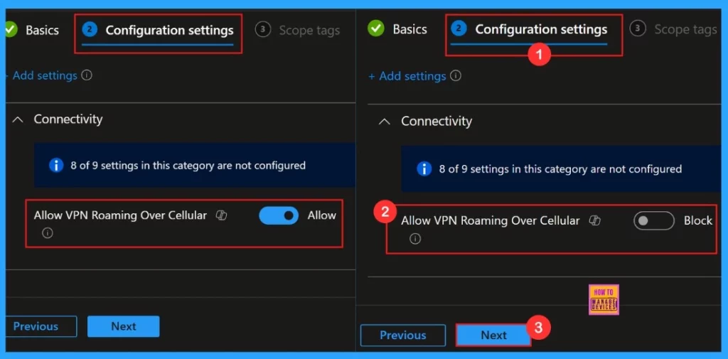 Allow or Block VPN Roaming Over Cellular in Connectivity using Intune Policy 8 Allow or Block VPN Roaming Over Cellular in Connectivity using Intune Policy - Fig.7