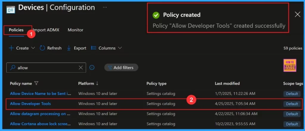 Allow or Block Developer Tools Policy using Intune - Fig.11