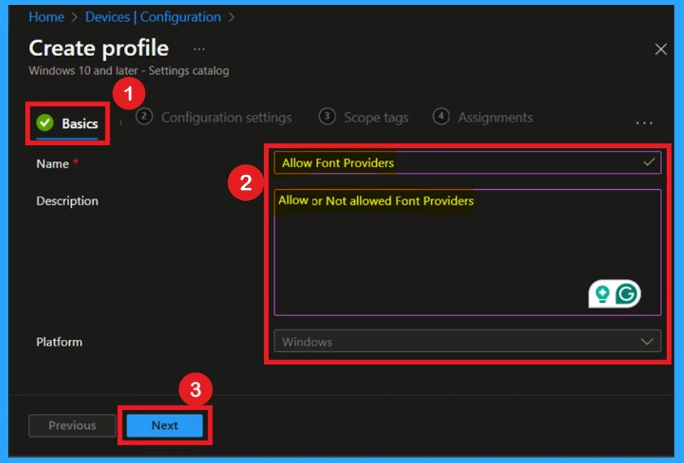 Enable Disable Font Providers using Intune Policy 4 Enable Disable Font Providers using Intune Policy -Fig.3