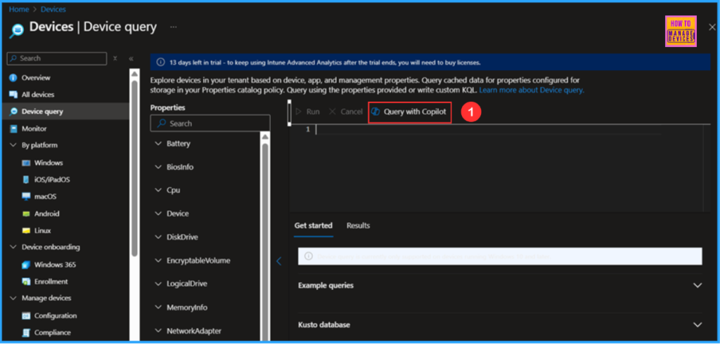 Best Copilot Assistance for Querying Device Inventory Data using KQL in Intune 3 Best Copilot Assistance for Querying Device Inventory Data using KQL in Intune. Fig. 3