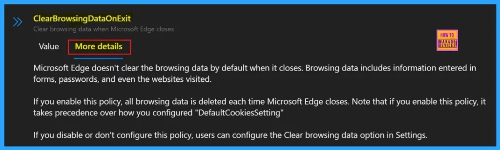 Enable or Disable Clear Browsing Data on Exit Policy in MS Edge Browser using M365 Admin Center - Fig.5