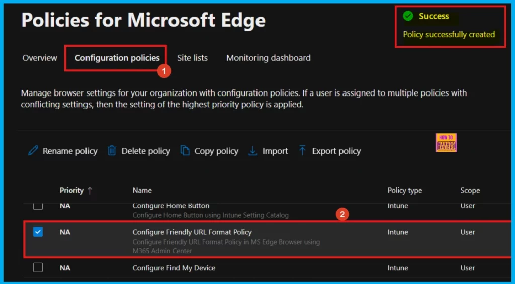 How to Configure Friendly URL Format Policy in MS Edge Browser using M365 Admin Center 12 How to Configure Friendly URL Format Policy in MS Edge Browser using M365 Admin Center - Fig.11