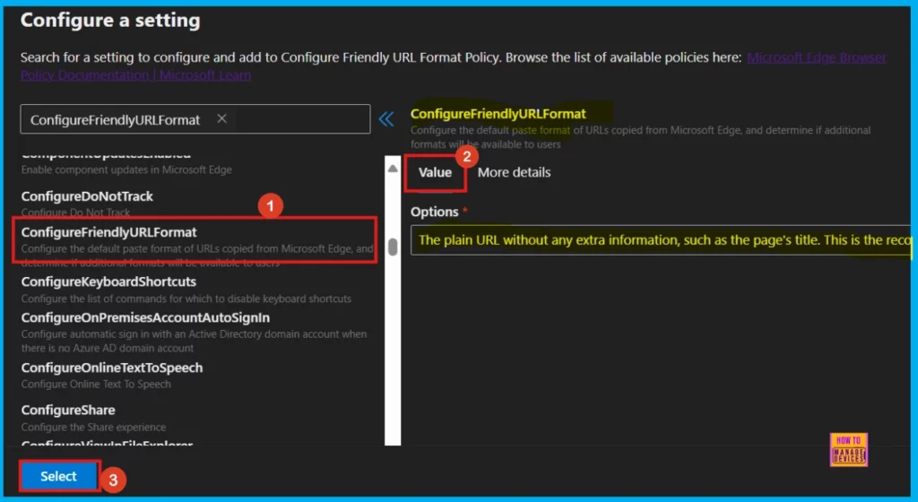 How to Configure Friendly URL Format Policy in MS Edge Browser using M365 Admin Center 6 How to Configure Friendly URL Format Policy in MS Edge Browser using M365 Admin Center - Fig.5