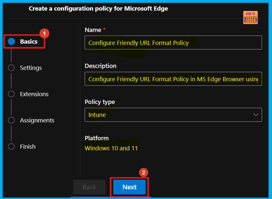 How to Configure Friendly URL Format Policy in MS Edge Browser using M365 Admin Center 3 How to Configure Friendly URL Format Policy in MS Edge Browser using M365 Admin Center - Fig.2
