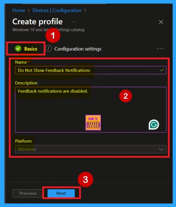 How to Configure Do not Show Feedback Notifications using Intune Policy Settings 5 How to Configure Do not Show Feedback Notifications using Intune Policy Settings -Fig.3