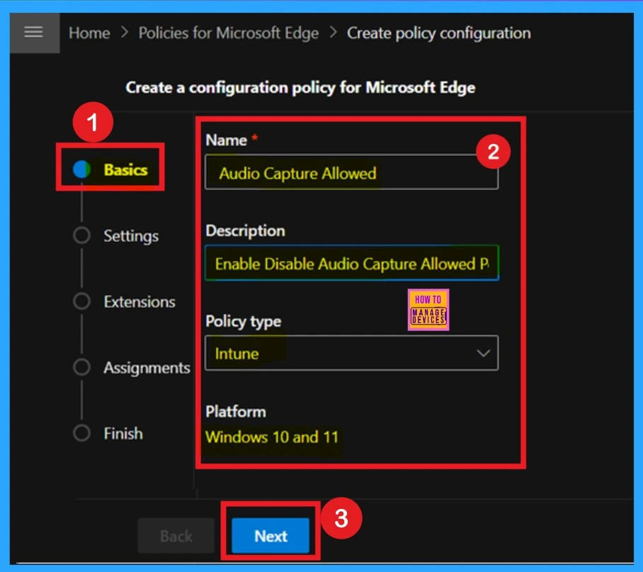 Allow or Block Audio Capture Policy in MS Edge Browser using M365 Admin Center - Fig.2