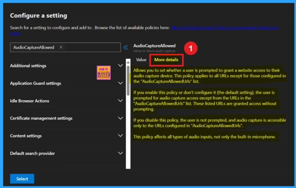 Allow or Block Audio Capture Policy in MS Edge Browser using M365 Admin Center - Fig.5