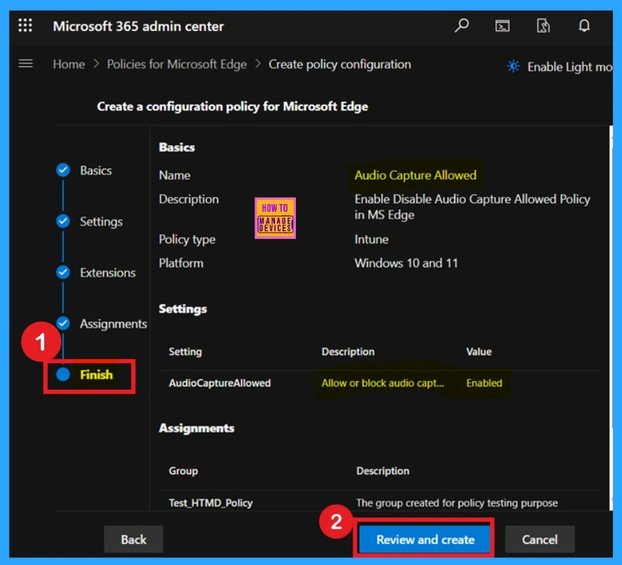 Allow or Block Audio Capture Policy in MS Edge Browser using M365 Admin Center - Fig.8