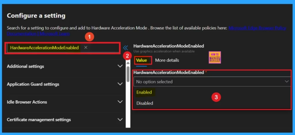 Enable or Disable Hardware Acceleration Mode Policy in MS Edge Browser using M365 Admin Center- Fig.4