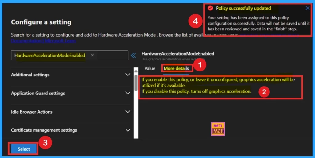 Enable or Disable Hardware Acceleration Mode Policy in MS Edge Browser using M365 Admin Center- Fig.5