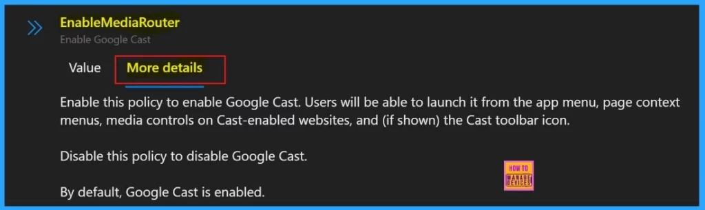 Enable or Disable Media Router Google Cast Policy in MS Edge Browser using M365 Admin Center - Fig.5