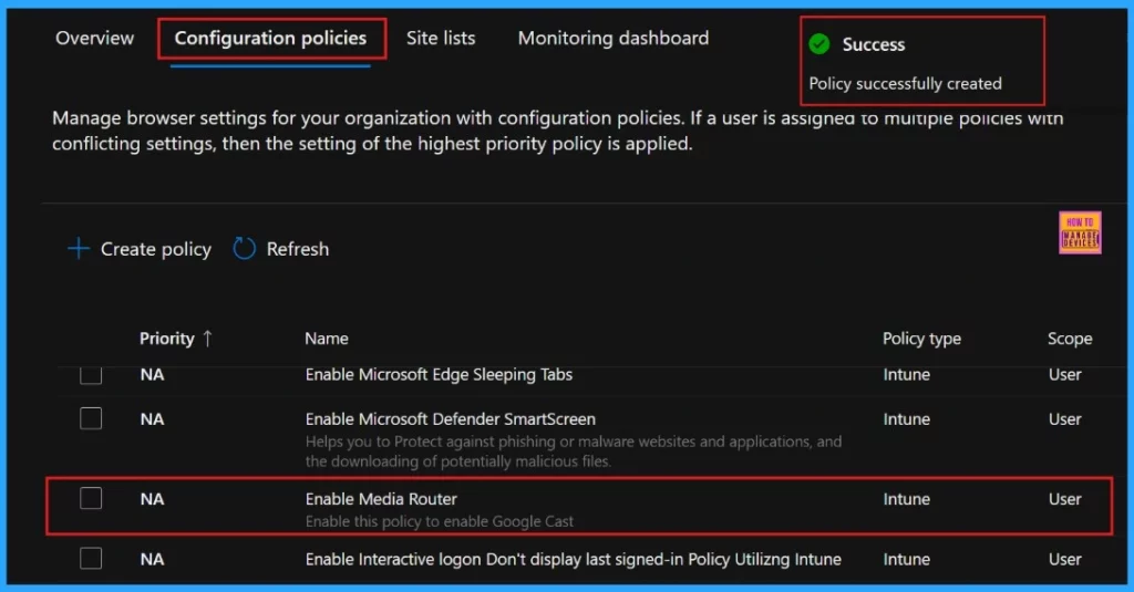 Enable or Disable Media Router Google Cast Policy in MS Edge Browser using M365 Admin Center - Fig.11