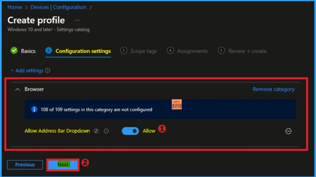 Enable or Disable Address Bar Dropdown Policy in MS Edge Browser using Intune - Fig.6