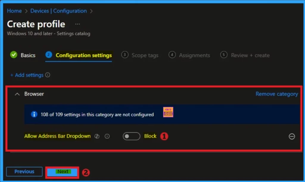 Enable or Disable Address Bar Dropdown Policy in MS Edge Browser using Intune - Fig.7
