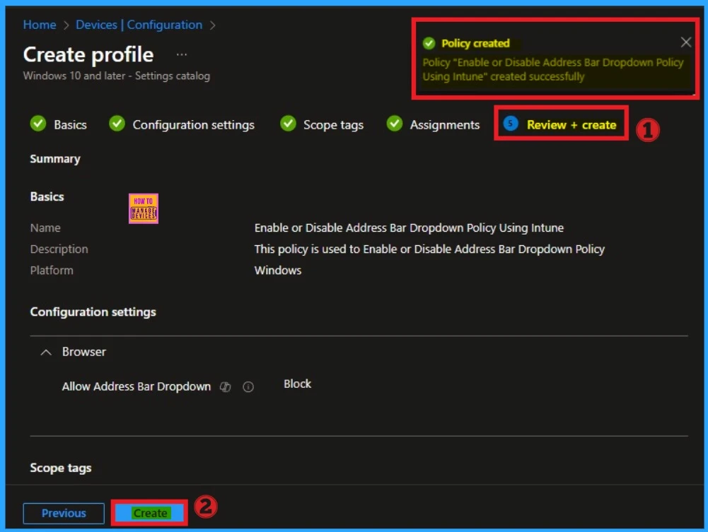 Enable or Disable Address Bar Dropdown Policy in MS Edge Browser using Intune - Fig.10