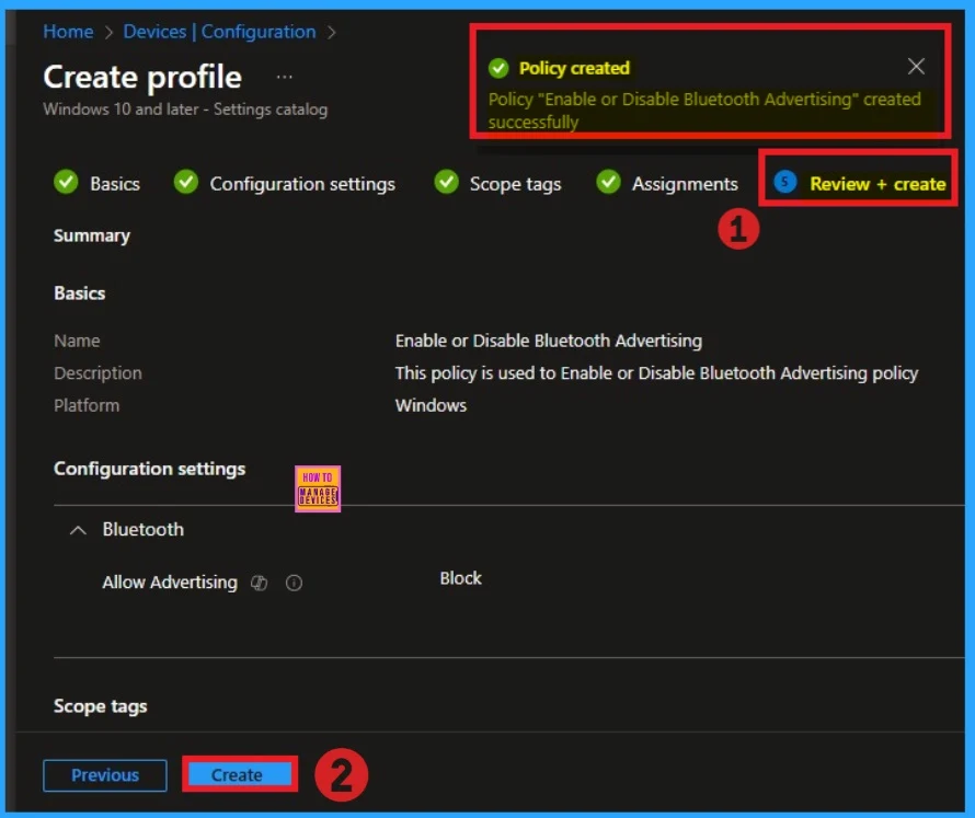Allow or Block Bluetooth Advertising Policy using Intune - Fig.10