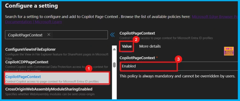 Enable or Disable Copilot Page Context Policy in MS Edge Browser using M365 Admin Center 4 Enable or Disable Copilot Page Context Policy in MS Edge Browser using M365 Admin Center - Fig.4