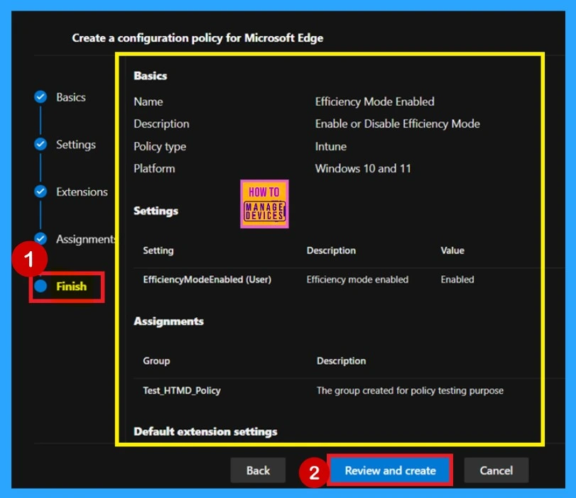 Enable or Disable Efficiency Mode Policy in MS Edge Browser using M365 Admin Center - Fig. 8