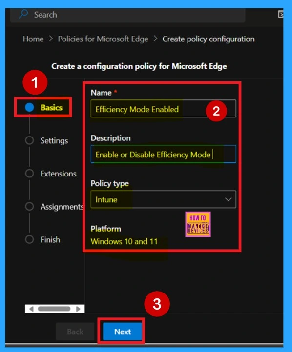 Enable or Disable Efficiency Mode Policy in MS Edge Browser using M365 Admin Center - Fig. 2
