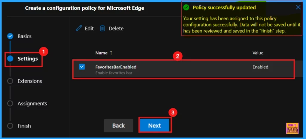 Enable or Disable Favorites Bar Policy in MS Edge Browser using M365 Admin Center - Fig.6