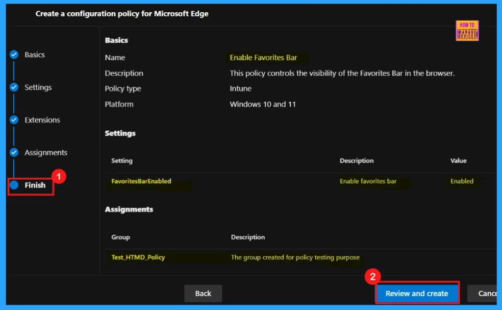 Enable or Disable Favorites Bar Policy in MS Edge Browser using M365 Admin Center - Fig.8