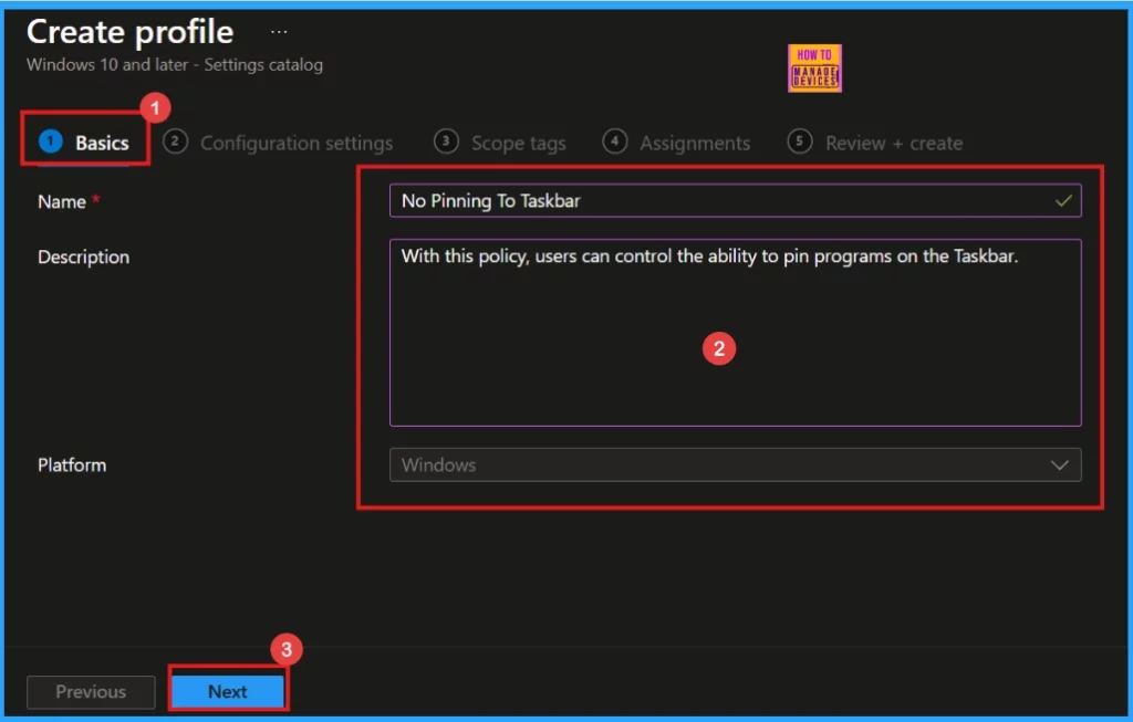 Enable or Disable No Pinning To Taskbar Policy using Intune Setting Catalog - Fig.3