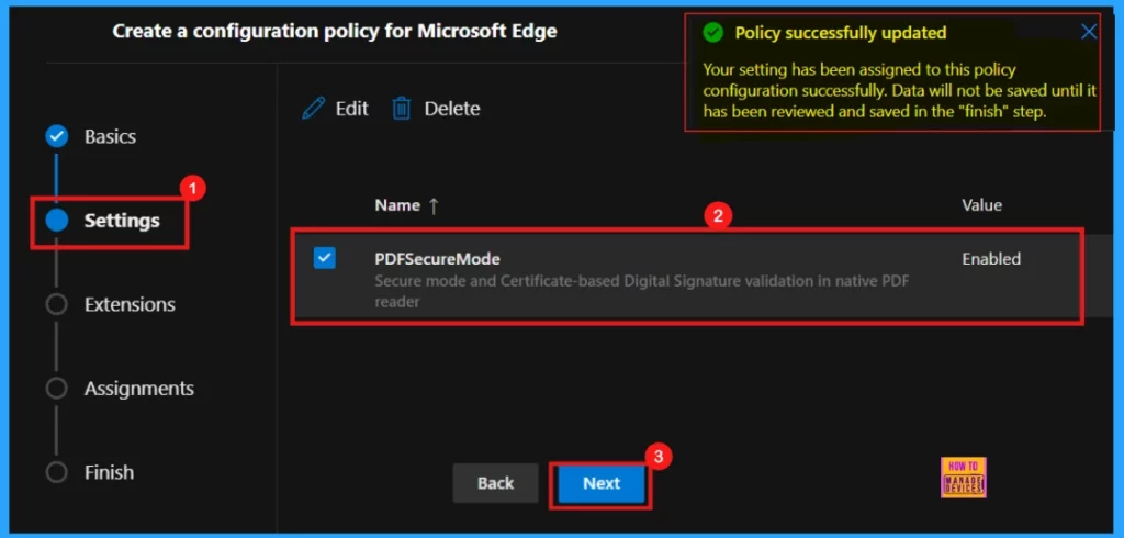 Enable or Disable PDF Secure Mode Policy in MS Edge Browser using M365 Admin Center - Fig.6