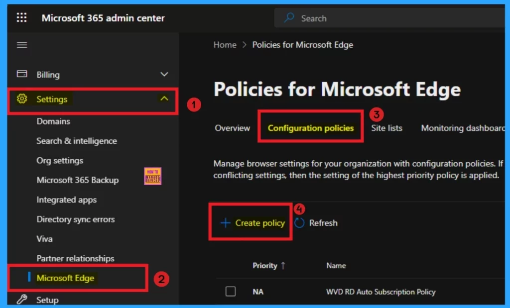 Enable or Disable Share Experience Policy in MS Edge Browser using M365 Admin Center 1 Enable or Disable Share Experience Policy in MS Edge Browser using M365 Admin Center - Fig.1
