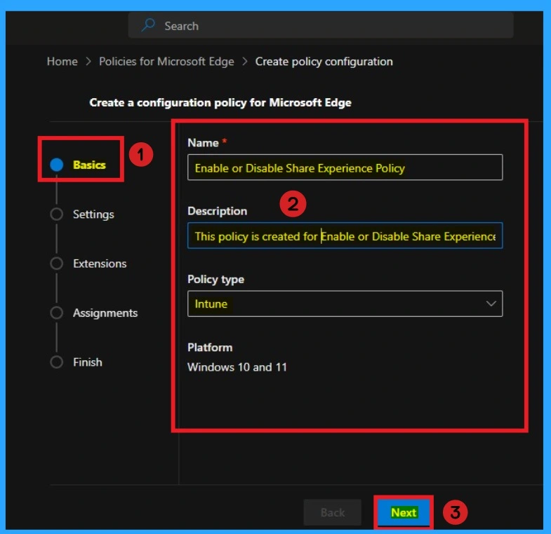 Enable or Disable Share Experience Policy in MS Edge Browser using M365 Admin Center 2 Enable or Disable Share Experience Policy in MS Edge Browser using M365 Admin Center - Fig.2