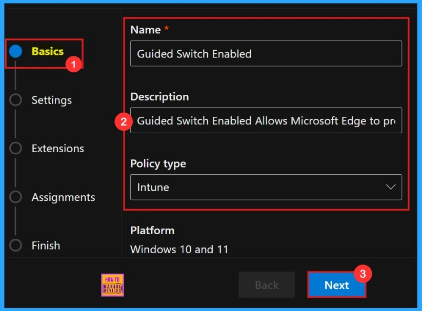 Enable or Disable Guided Switch Policy in MS Edge Browser using M365 Admin Center - Fig.2