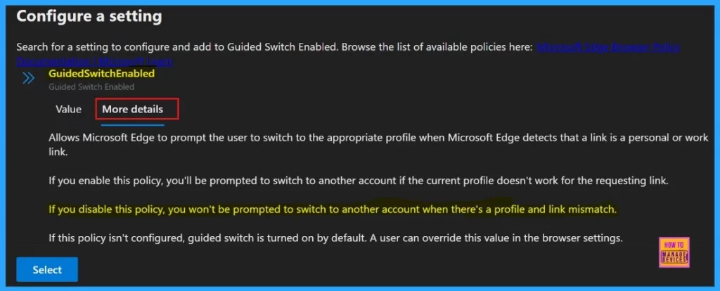 Enable or Disable Guided Switch Policy in MS Edge Browser using M365 Admin Center - Fig.5
